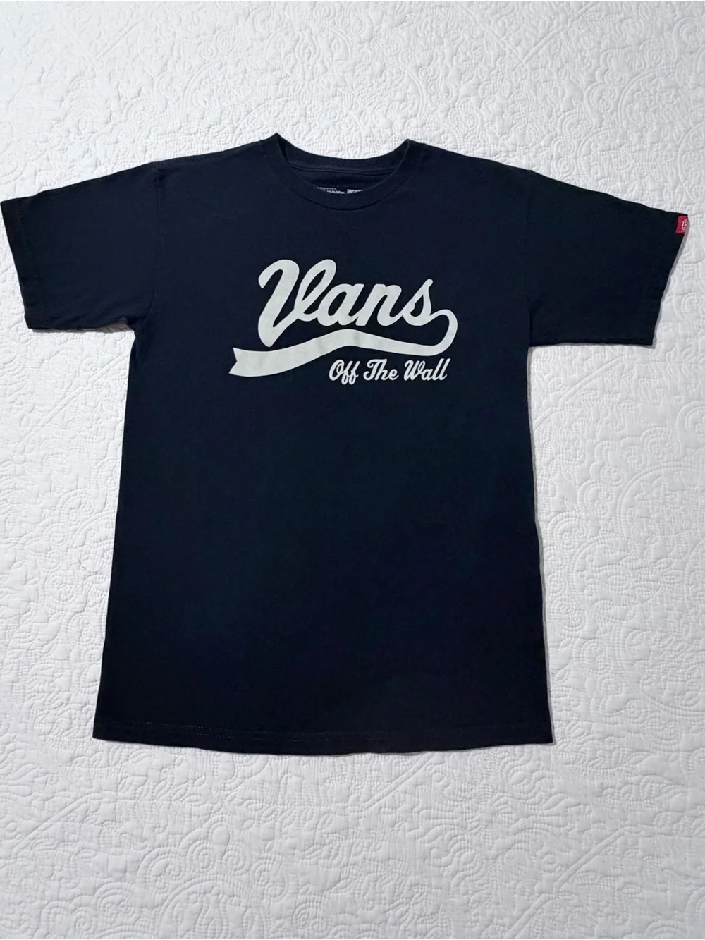 Vans | Off The Wall Classic Script Logo T-Shirt | Size Small | Navy